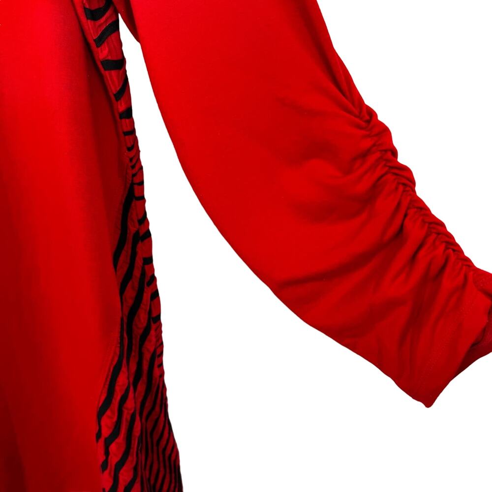 Ali Miles Size Large Red Wearable Art Long Sleeve Abstract Blouse Shirt Top Cozy - Picture 7 of 10